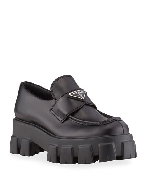 prada lofars|Prada platform loafers.